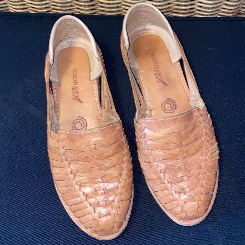 Woven Leather Slip-On Flats in Tan - Women - Picture 2 of 7
